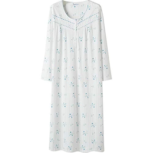 Soft Cotton Comfortable Women's Long-Sleeve Nightgowns by Keyocean