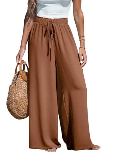 CUPSHE Women's High-Waisted Flowy Linen Palazzo Pants