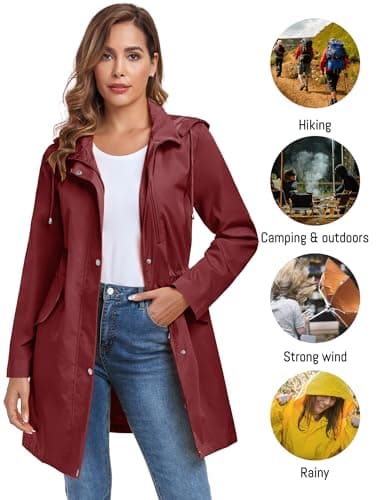 Women's Lightweight Hooded Rain Jacket | Bloggerlove Waterproof Trench Coat