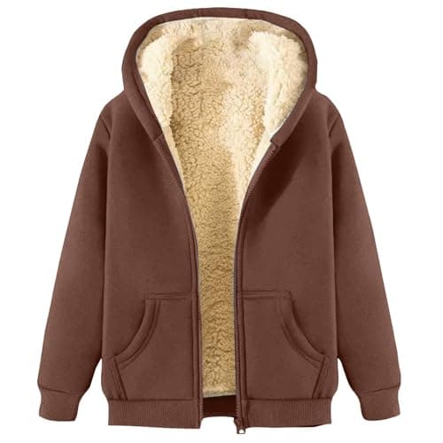 2024 Warm Women's Thick Sherpa Fleece Hoodie Full-Zip Winter Coat