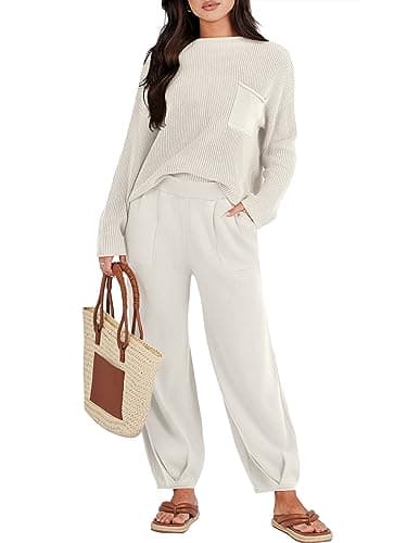 Caracilia Women's 2-Piece Knit Tops and Loose Pants Sets