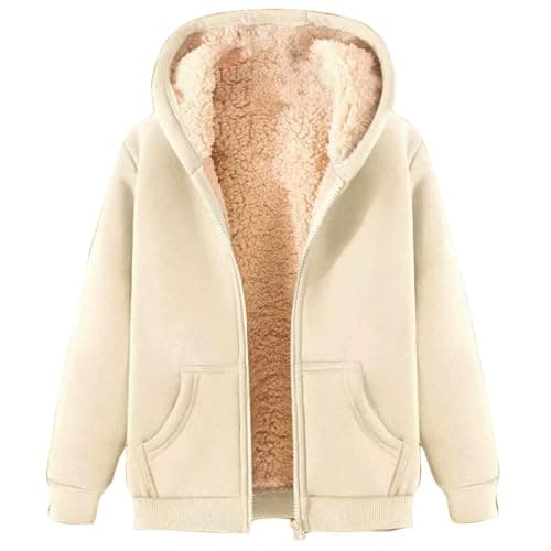 2024 Warm Women's Thick Sherpa Fleece Hoodie Full-Zip Winter Coat