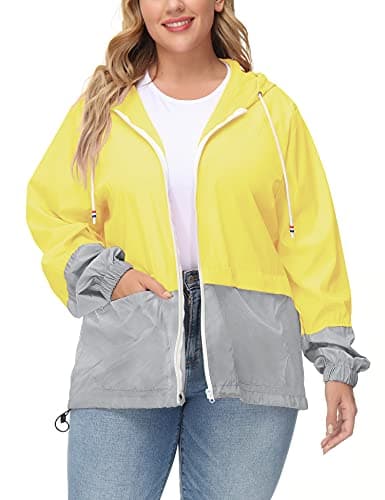 Avoogue Plus Size Waterproof Hooded Raincoat for Women
