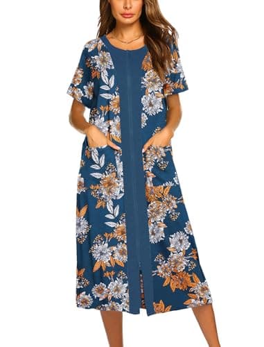 Ekouaer Soft Zipper Bathrobe for Women with Pockets