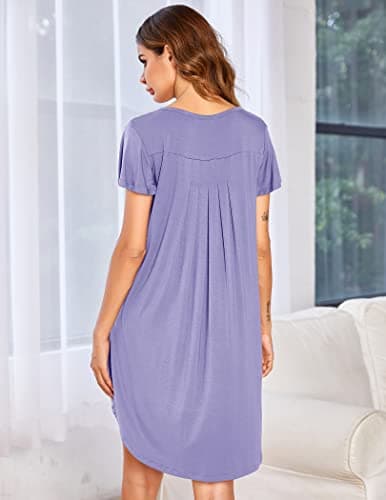 Ekouaer Women's Pleated Sleepwear Dress