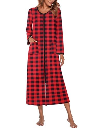 Ekouaer Women's Long House Coat with Pockets S-4XL