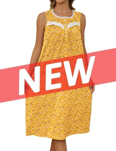 Bloggerlove Women's Sleeveless Nightgown with Pockets and Button Down Design