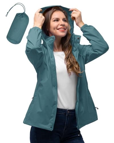 Women's Waterproof 33,000ft Rain Jacket with Hood for Golf & Hiking
