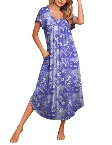 Ekouaer Soft Flare Sleeve Sleepshirt M-3XL
