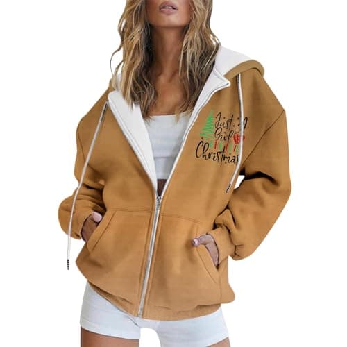Refined Title: Women's Christmas Letter Print Hooded Coat