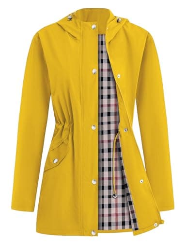 APRRAIN Women's Lightweight Waterproof Long Hooded Raincoat