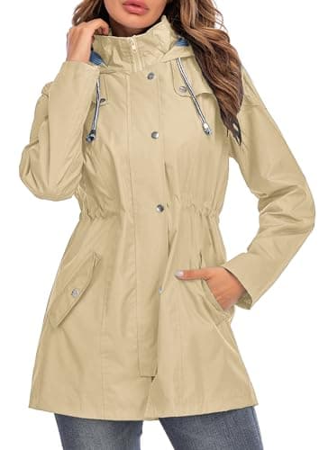 Kikibell Women's Striped Hooded Raincoat