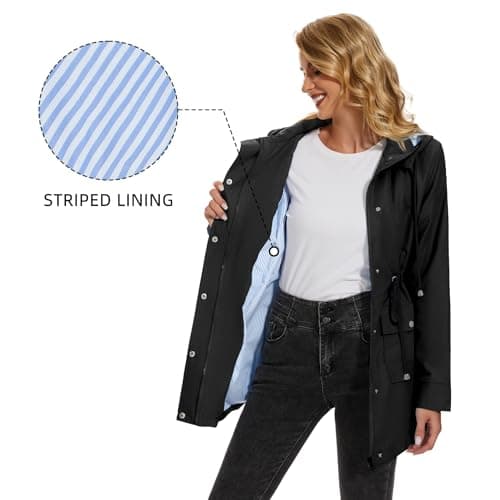 Women's Waterproof Raincoat | Lightweight Hooded Trench Coat | Outdoor Windbreaker