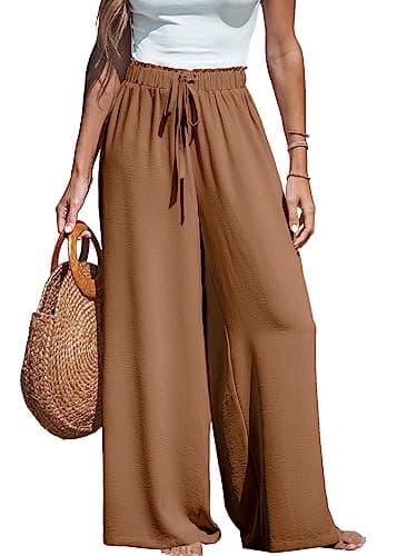 CUPSHE Women's High-Waisted Flowy Linen Palazzo Pants