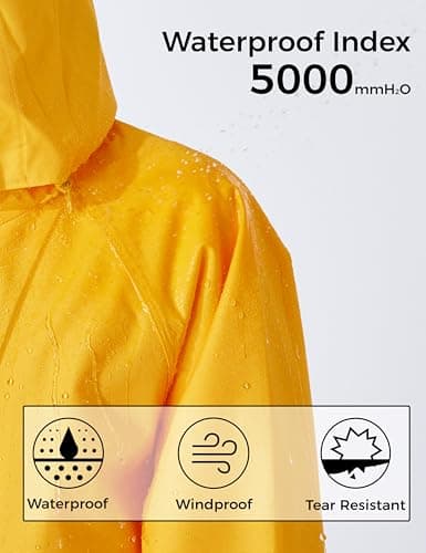 Ubon Women's Waterproof Hooded Long Raincoat Packable Windbreaker