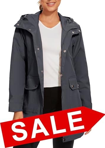 PESION Women's Waterproof Lightweight Raincoat with Pockets