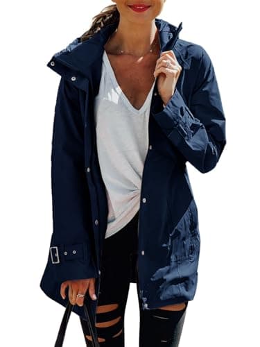 Tankaneo Women's Zip-Up Trench Coat with Pockets Windproof Jacket