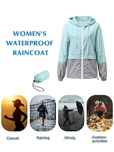 Century Women's Packable Waterproof Raincoat With Hood Windbreaker Jacket