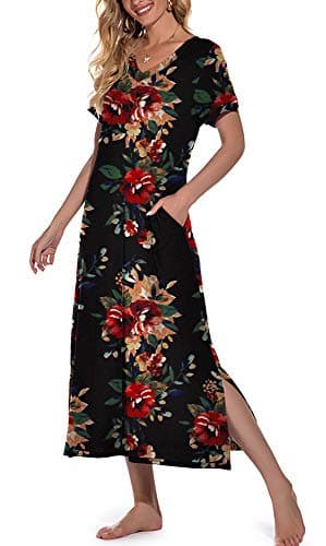 Women's Long Nightgown with Pockets
