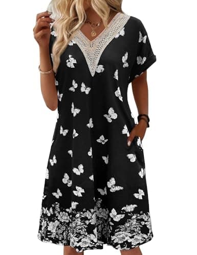 Bloggerlove Womens Cotton Nightgown House Dress with Pockets Moo Moo Nightgown Lace V Neck Mumu Short Sleeve Lounge Dress
| Bloggerlove Women's Comfortable Cotton Nightgown with Pockets Moo Moo Nightgown Lace V Neck Mumu Short Sleeve Lounge Dress
|
