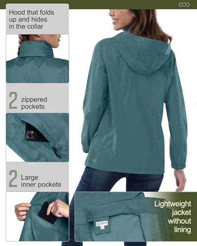 Women's Waterproof 33,000ft Rain Jacket with Hood for Golf & Hiking