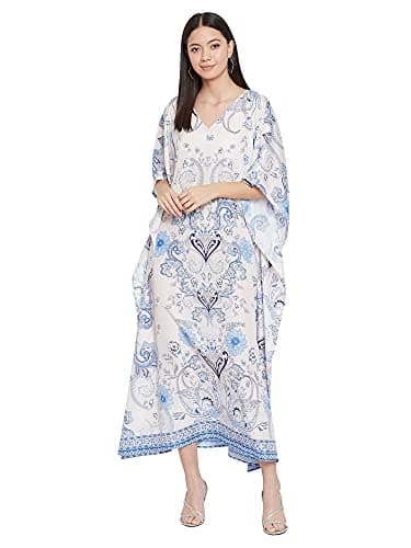 Oussum Plus Size Long Maxi Polyester Kaftan Gown for Casual Beach Party