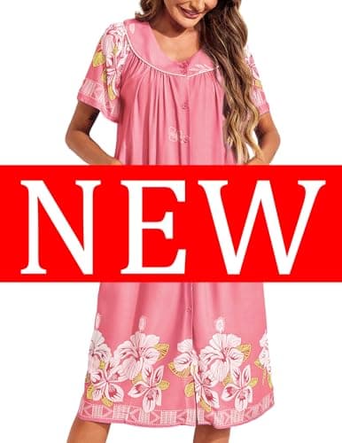 Ekouaer Women's Short Sleeve Floral House Dress with Pockets