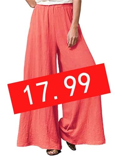 Hisanny Women's Plus Size Wide Leg Linen Palazzo Trousers with Pockets L, 5XL