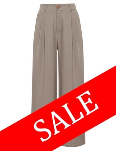 GRACE KARIN Wide Leg Cotton Linen Pants for Women with Pockets