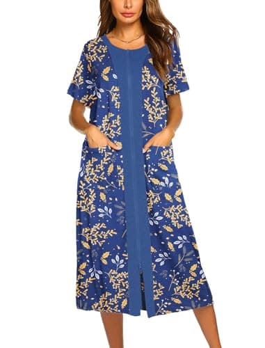 Ekouaer Soft Zipper Bathrobe for Women with Pockets