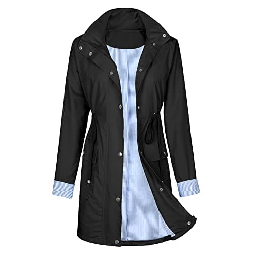 Women's Waterproof Raincoat | Lightweight Hooded Trench Coat | Outdoor Windbreaker