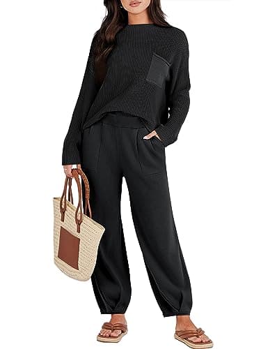 Caracilia Women's 2-Piece Knit Tops and Loose Pants Sets