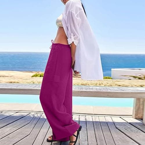 Women's High Waist Wide Leg Beach Boho Pants
