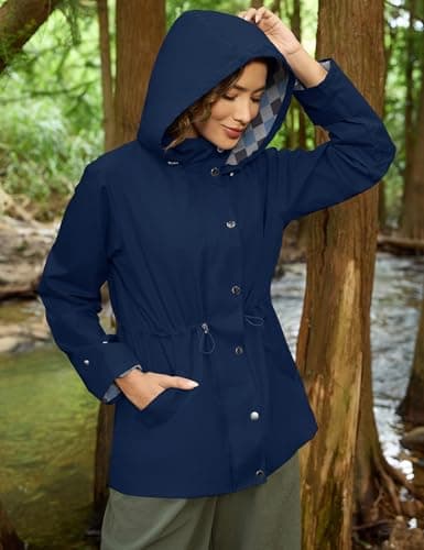 Avoogue Women's Lightweight Hooded Waterproof Raincoat for Hiking and Travel