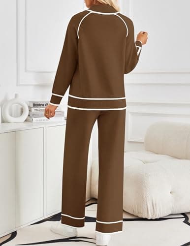 ZESICA Women's Long Sleeve Turtleneck Sweater Set with Wide Leg Pants