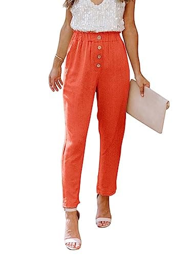 NIMIN High-Waisted Elastic Cropped Paper Bag Pants with Pockets