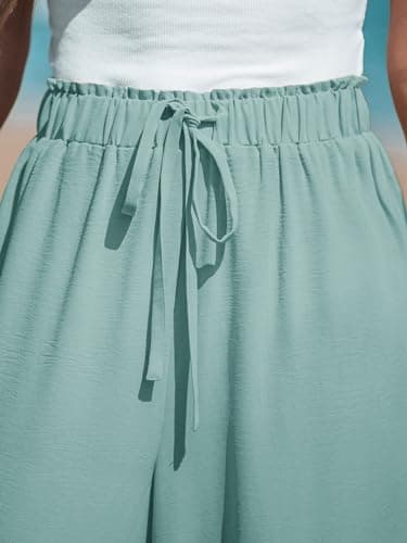 CUPSHE Women's High-Waisted Flowy Linen Palazzo Pants