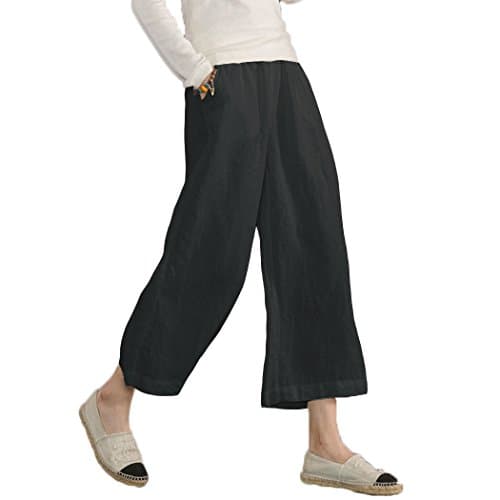 Sure, here's a refined and simplified version of the title:

ECUPPER Women's Loose Elastic Waist Cotton Cropped Wide Leg Pants