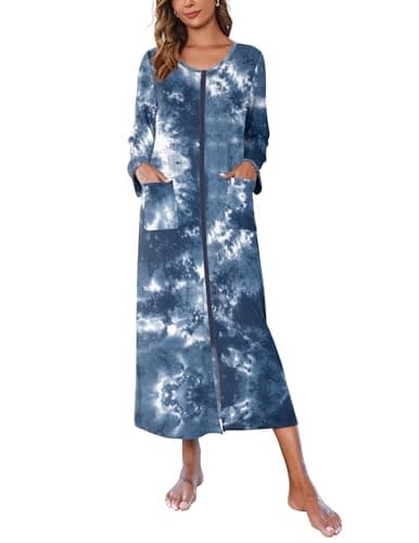 Ekouaer Women's Long House Coat with Pockets S-4XL