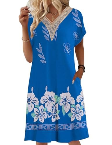 Women's Cotton Nightgown with Pockets and Lace V Neck for Bloggerlove