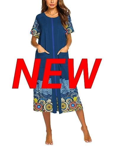 Ekouaer Women's Zipper Front Housedress