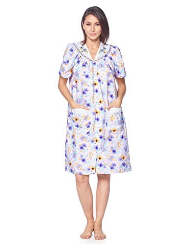 Casual Nights Women's Snap-Front House Dress with Pockets