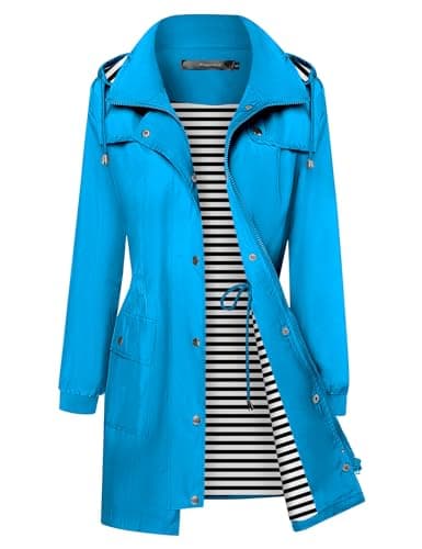 Bloggerlove Women's Lightweight Waterproof Raincoat with Hood S-XXL