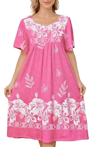 Women's Short Sleeve House Dress with Pockets