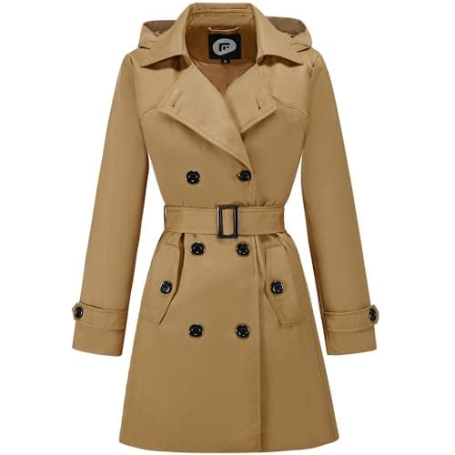 FARVALUE Women's Waterproof Trench Coat with Removable Hood