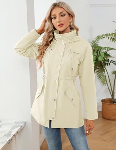 Women's Waterproof Outdoor Hiking Raincoat Lined Lightweight Hoodie