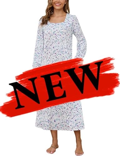Marvmys Women's Long Sleeve Cotton Nightgown with Pocket S-XXL