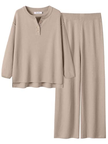 ANRABESS Women Oversized Waffle Knit Sweater Lounge Set 2025 Fall Trends