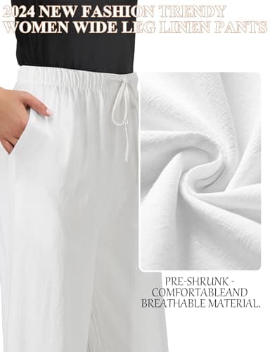 Beauty Plus Size High Waist Flowy Cotton Linen Palazzo Pants