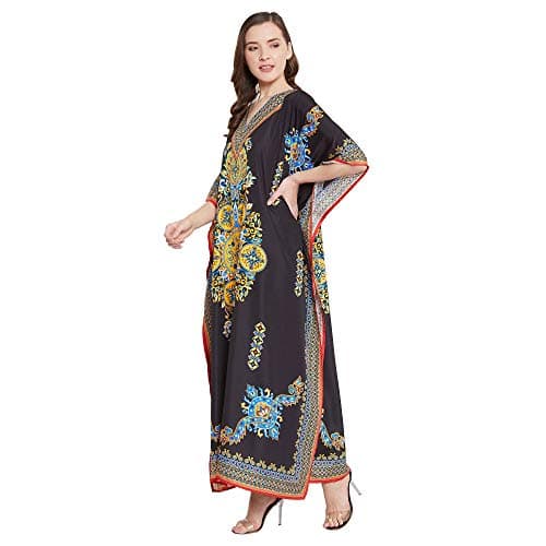 Oussum Plus Size Long Maxi Polyester Kaftan Gown for Casual Beach Party